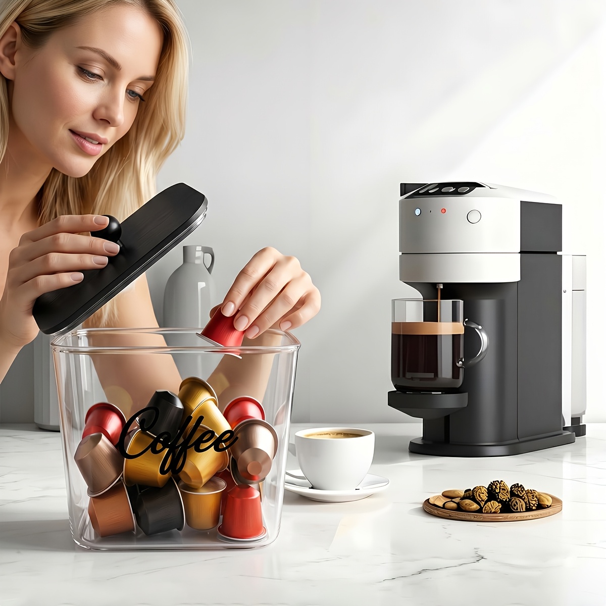 ที่ใส่ฝักกาแฟพร้อมฝาปิด กล่องเ - Coffee Equipment Organizer บทวิจารณ์และราคา